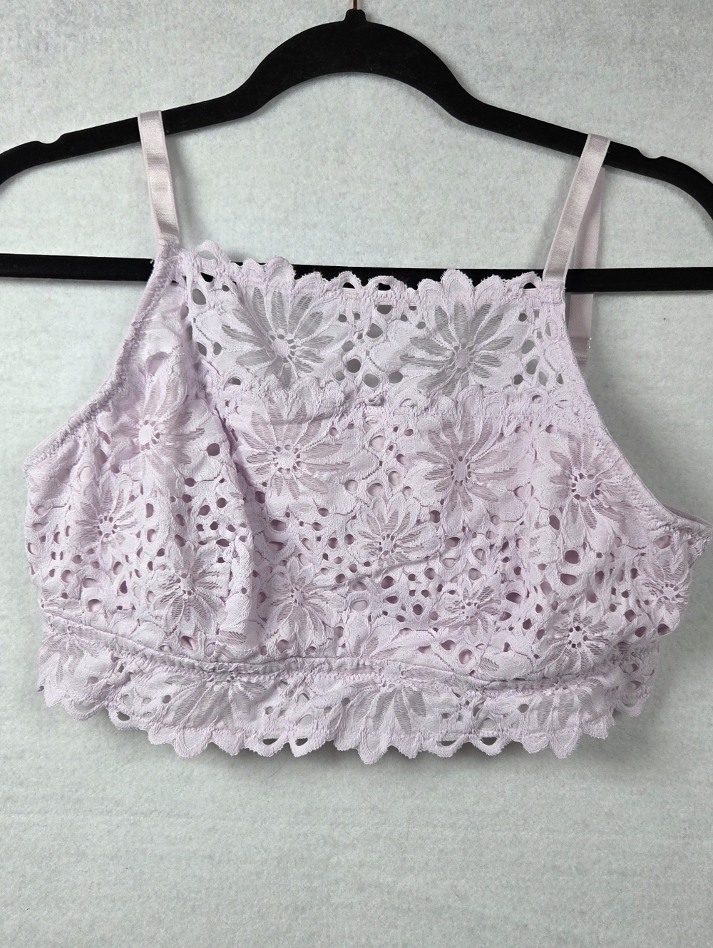 Aerie Lilac Flower High Neck Wireless Bralette Bra Sz XL
